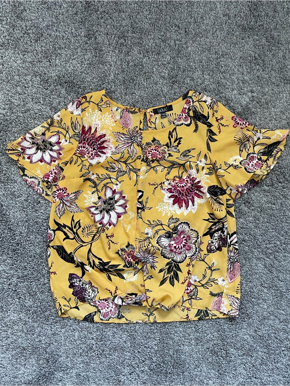 RACHEL Rachel Roy Yellow Floral Scoop Neck Top